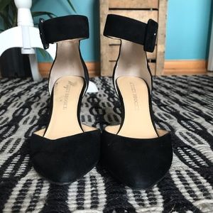 Suede Ankle Strap Pumps